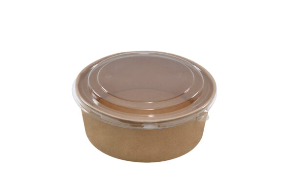 Ensaladera de cartón kraft 1300ml (10*25)+tapa PET